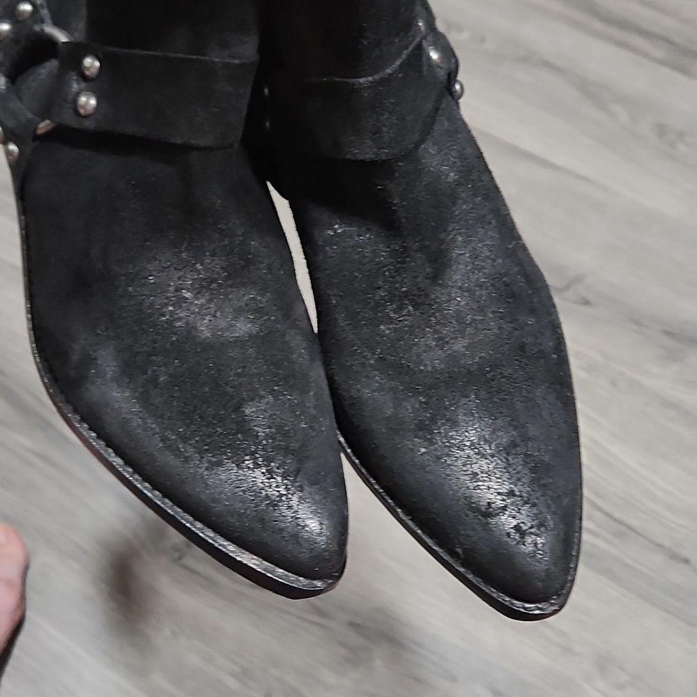 NWT Vintage 7 Black Suede Western Leather Bootie - Picture 3 of 7